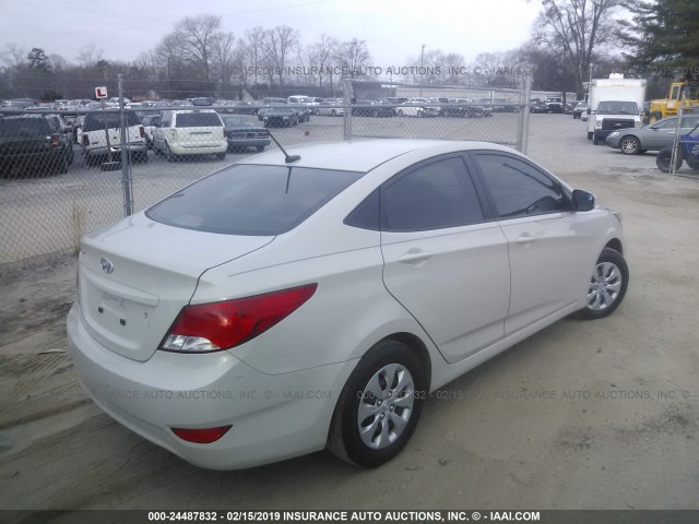 KMHCT4AE5GU156703 - 2016 HYUNDAI ACCENT SE WHITE photo 4