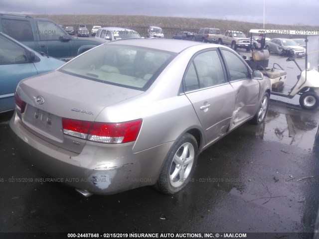 5NPEU46F76H128227 - 2006 HYUNDAI SONATA GLS/LX GOLD photo 4