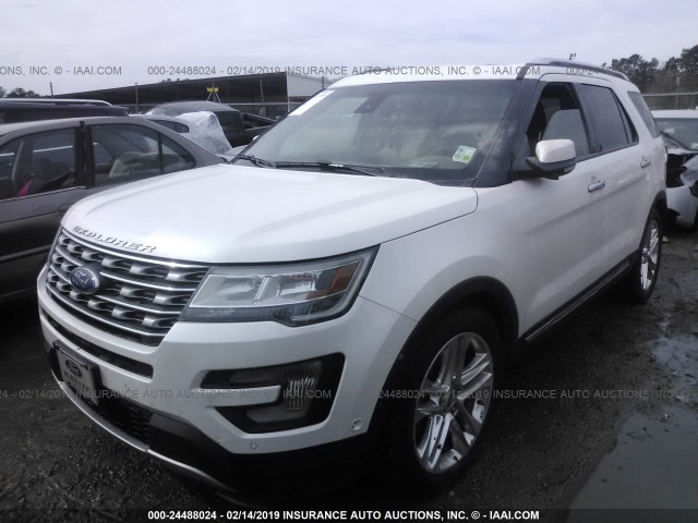 1FM5K7FH8HGA14653 - 2017 FORD EXPLORER LIMITED WHITE photo 2