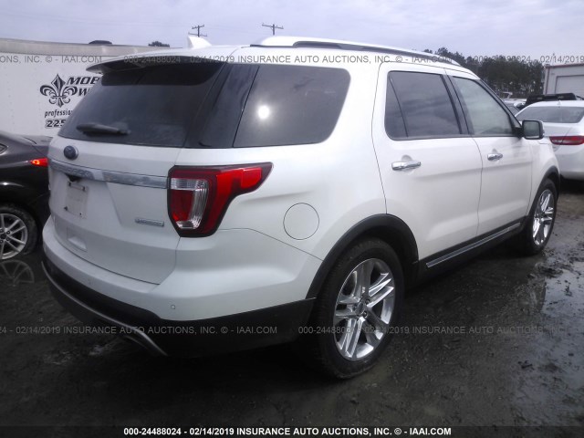 1FM5K7FH8HGA14653 - 2017 FORD EXPLORER LIMITED WHITE photo 4