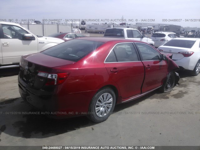 4T4BF1FK8DR319653 - 2013 TOYOTA CAMRY L/SE/LE/XLE 红色 照片 4