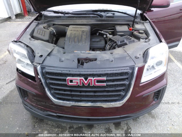 2GKALMEK2G6177409 - 2016 GMC TERRAIN SLE MAROON photo 10