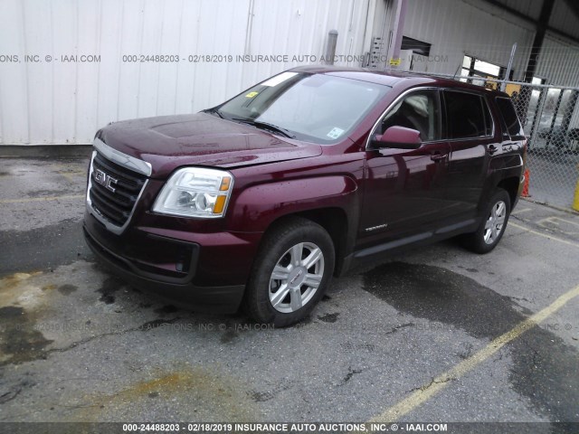 2GKALMEK2G6177409 - 2016 GMC TERRAIN SLE MAROON photo 2