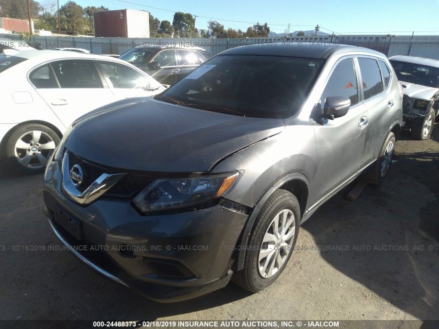 KNMAT2MT2FP548013 - 2015 NISSAN ROGUE S/SL/SV GRAY photo 2