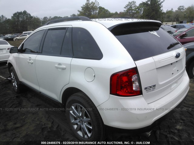 2FMDK3JC6DBB63273 - 2013 FORD EDGE SEL WHITE photo 3