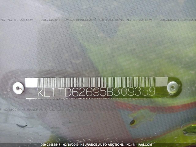 KL1TD62695B309359 - 2005 CHEVROLET AVEO LS RED photo 9