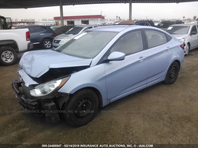 KMHCT4AEXEU696898 - 2014 HYUNDAI ACCENT GLS/GS BLUE photo 2