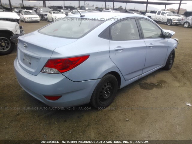 KMHCT4AEXEU696898 - 2014 HYUNDAI ACCENT GLS/GS BLUE photo 4