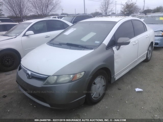 JHMFA36297S022917 - 2007 HONDA CIVIC HYBRID WHITE photo 2