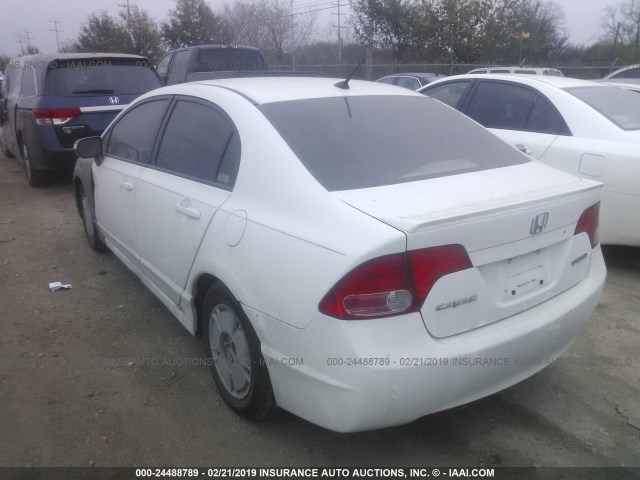 JHMFA36297S022917 - 2007 HONDA CIVIC HYBRID WHITE photo 3