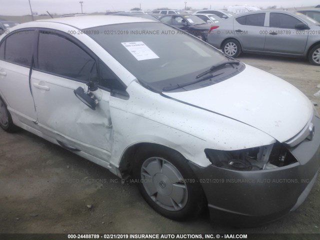 JHMFA36297S022917 - 2007 HONDA CIVIC HYBRID WHITE photo 6