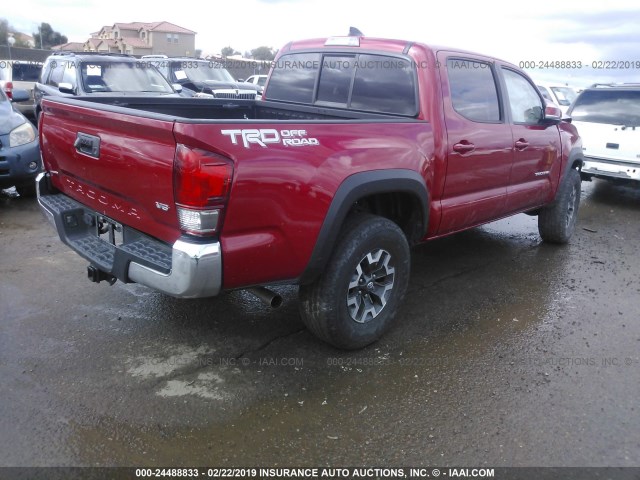 3TMAZ5CN4GM017423 - 2016 TOYOTA TACOMA DBL CAB/SR5/TRD SPORT/OR RED photo 4