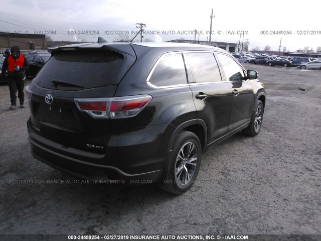 5TDJKRFH4GS234763 - 2016 TOYOTA HIGHLANDER XLE BLACK photo 4