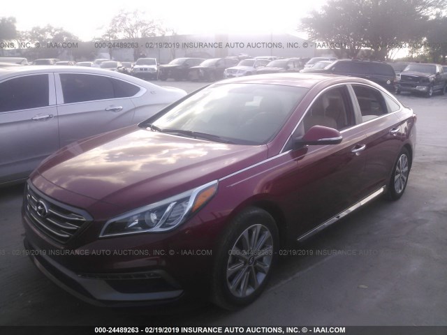 5NPE34AF0HH584101 - 2017 HYUNDAI SONATA SPORT/LIMITED RED photo 2