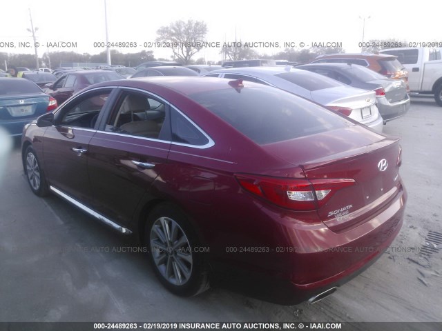 5NPE34AF0HH584101 - 2017 HYUNDAI SONATA SPORT/LIMITED RED photo 3