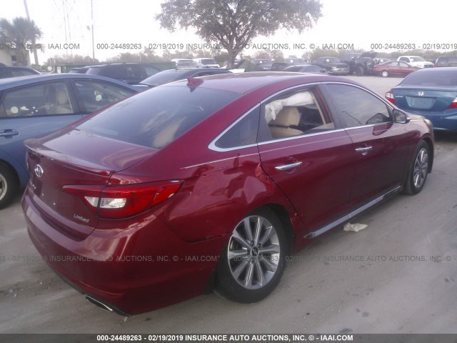 5NPE34AF0HH584101 - 2017 HYUNDAI SONATA SPORT/LIMITED RED photo 4