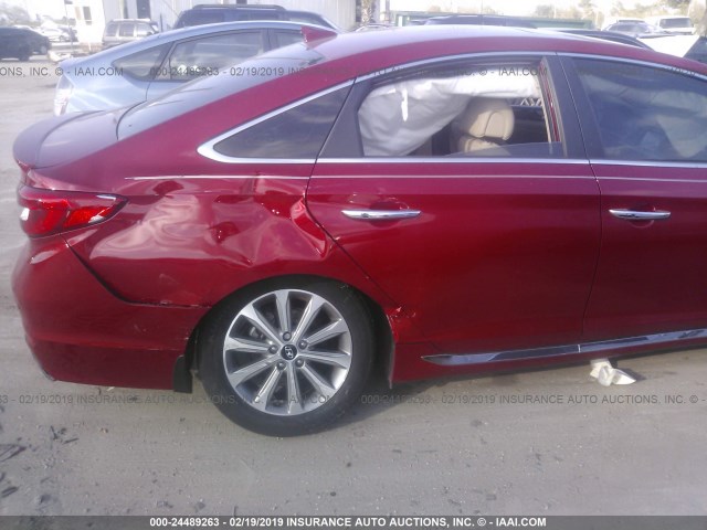 5NPE34AF0HH584101 - 2017 HYUNDAI SONATA SPORT/LIMITED RED photo 6