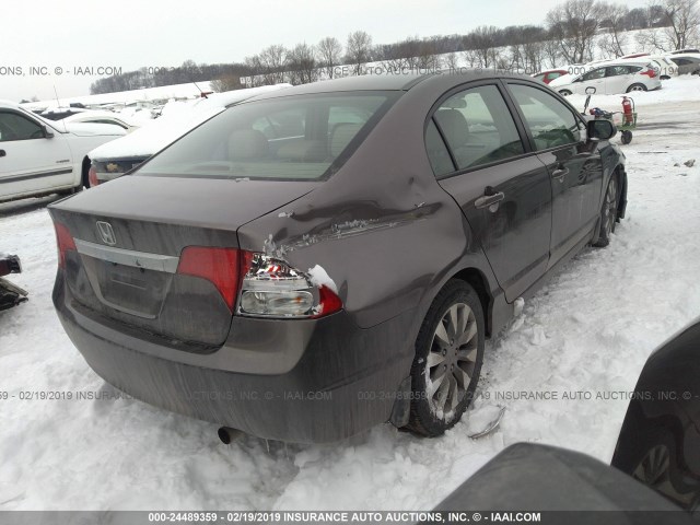 19XFA16909E007408 - 2009 HONDA CIVIC EXL ნაცრისფერი ფოტო 4