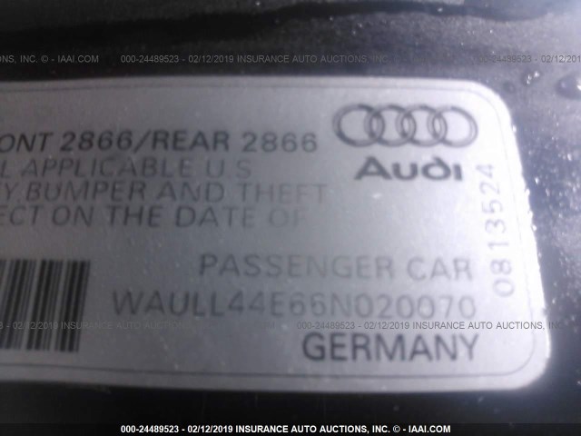 WAULL44E66N020070 - 2006 AUDI A8 4.2 QUATTRO BLUE photo 9