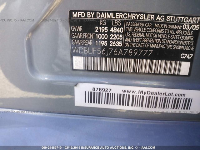 WDBUF56J76A789777 - 2006 MERCEDES-BENZ E 350 BLUE photo 9