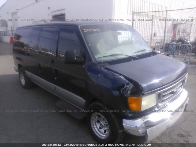 1FMRE11L63HB17672 - 2003 FORD ECONOLINE E150 WAGON BLUE photo 1