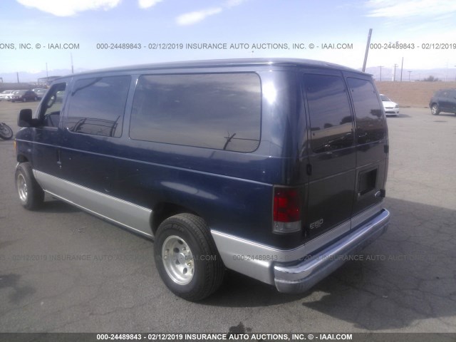 1FMRE11L63HB17672 - 2003 FORD ECONOLINE E150 WAGON BLUE photo 3