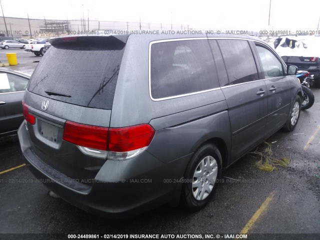 5FNRL3H29AB100560 - 2010 HONDA ODYSSEY LX GRAY photo 4