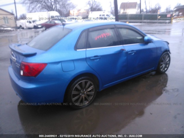 JF1GE74638G508690 - 2008 SUBARU IMPREZA WRX BLUE photo 4