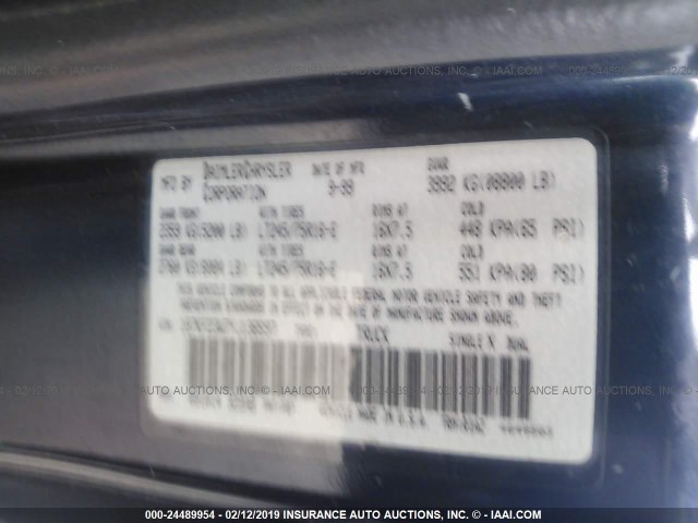 1B7KF23W7YJ136697 - 2000 DODGE RAM 2500 BLUE photo 9