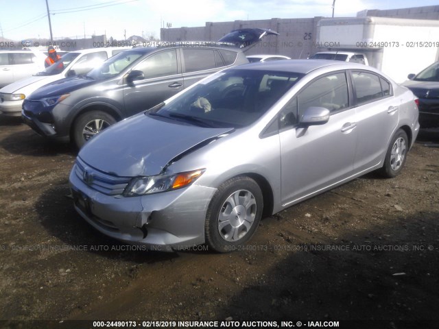 JHMFB4F2XCS010563 - 2012 HONDA CIVIC HYBRID SILVER photo 2