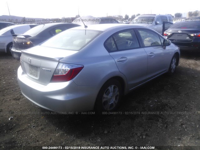 JHMFB4F2XCS010563 - 2012 HONDA CIVIC HYBRID SILVER photo 4