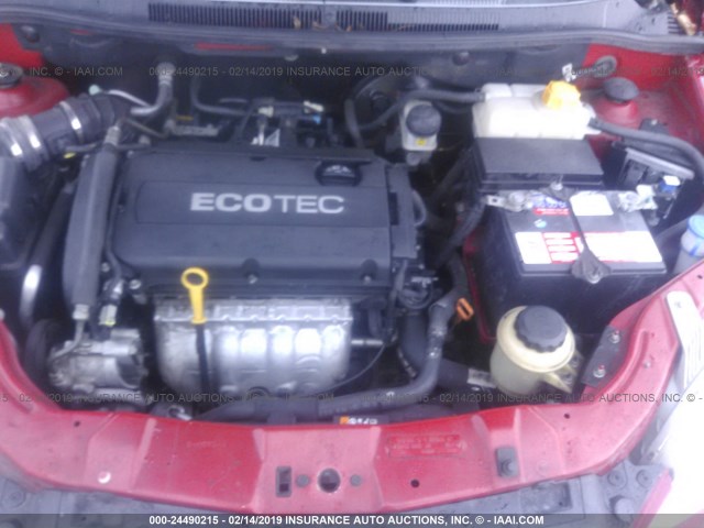 KL1TD6DE5BB125794 - 2011 CHEVROLET AVEO LS/LT Կարմիր լուսանկար 10