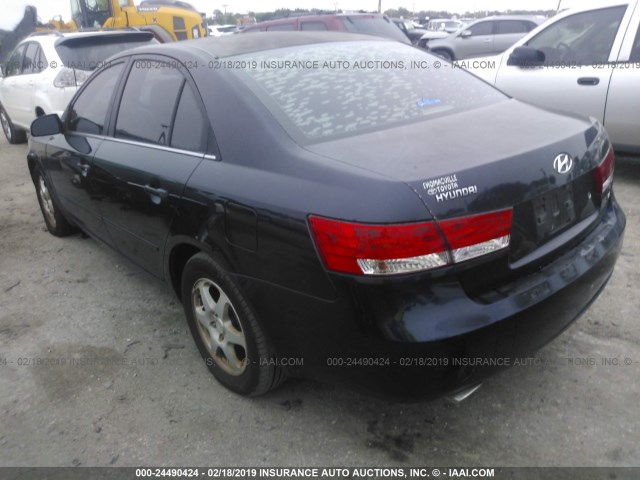 5NPEU46F46H100448 - 2006 HYUNDAI SONATA GLS/LX BLUE photo 3