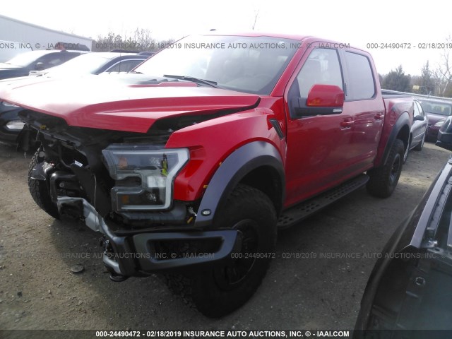 1FTFW1RG0JFB64166 - 2018 FORD F150 RAPTOR BLACK photo 2