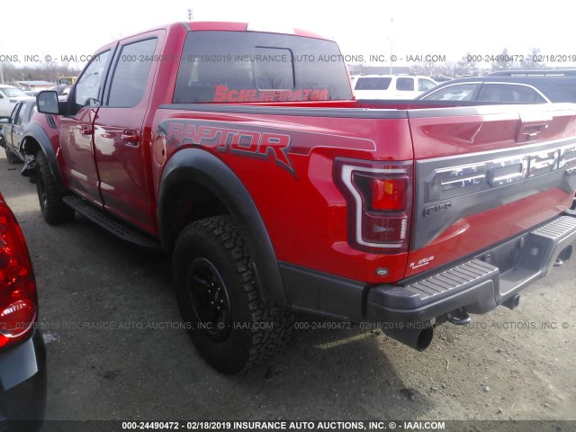 1FTFW1RG0JFB64166 - 2018 FORD F150 RAPTOR BLACK photo 3