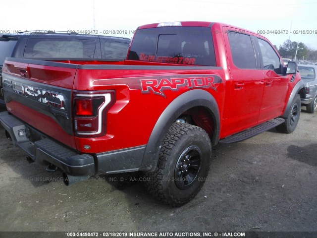 1FTFW1RG0JFB64166 - 2018 FORD F150 RAPTOR BLACK photo 4