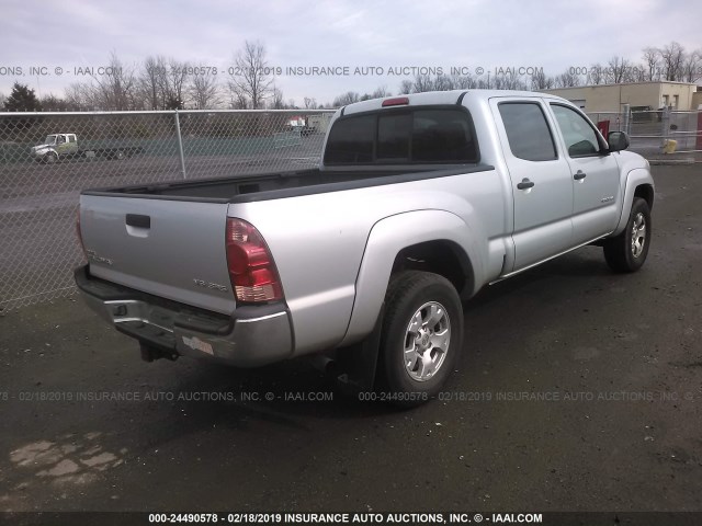 5TEMU52N26Z180442 - 2006 TOYOTA TACOMA DOUBLE CAB LONG BED SILVER photo 4