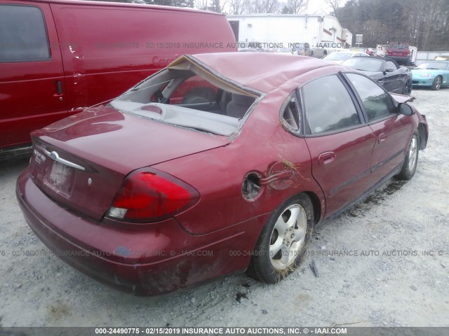 1FAFP55U41A148541 - 2001 FORD TAURUS SES RED photo 4