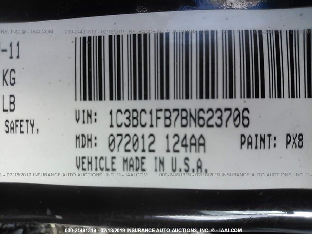 1C3BC1FB7BN623706 - 2011 CHRYSLER 200 TOURING BLACK photo 9