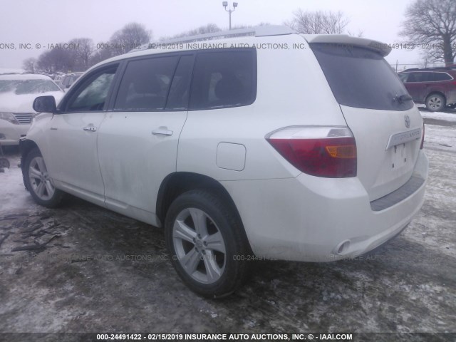 JTEDK3EH4A2165840 - 2010 TOYOTA HIGHLANDER LIMITED WHITE photo 3