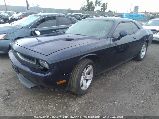 2C3CDYAG3EH208327 - 2014 DODGE CHALLENGER SXT BLUE photo 2