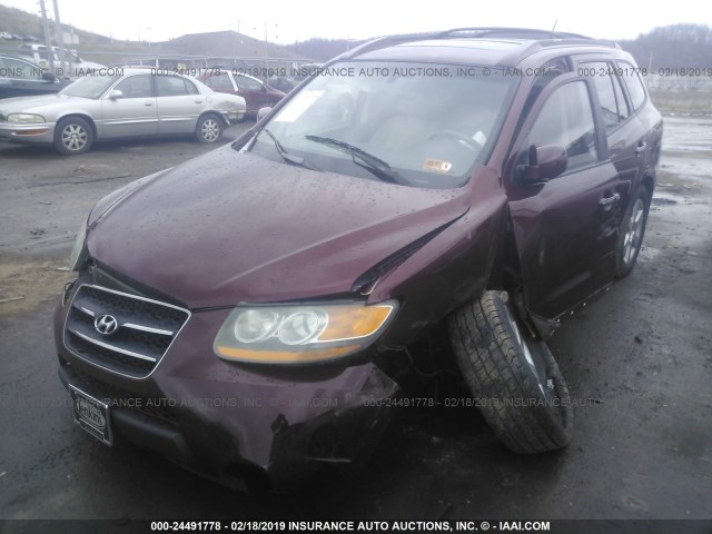 5NMSH73E58H196580 - 2008 HYUNDAI SANTA FE SE/LIMITED MAROON photo 2