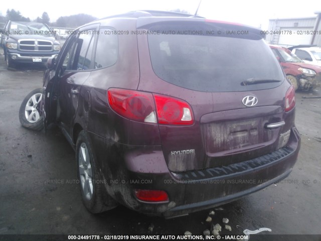 5NMSH73E58H196580 - 2008 HYUNDAI SANTA FE SE/LIMITED MAROON photo 3