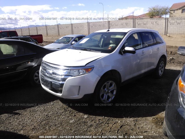 2FMDK3JC3EBA95810 - 2014 FORD EDGE SEL WHITE photo 2