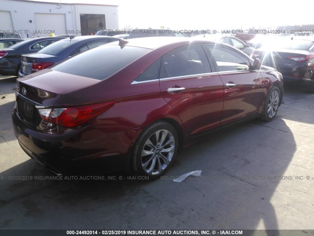 5NPEC4AC5BH171748 - 2011 HYUNDAI SONATA SE/LIMITED RED photo 4