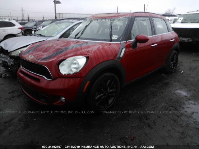 WMWZC3C58EWP25774 - 2014 MINI COOPER S COUNTRYMAN RED photo 2