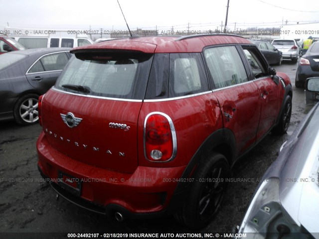 WMWZC3C58EWP25774 - 2014 MINI COOPER S COUNTRYMAN RED photo 4