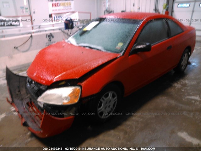 1HGEM21261L090939 - 2001 HONDA CIVIC DX RED photo 2