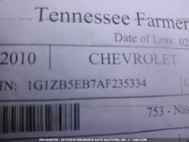 1G1ZB5EB7AF235334 - 2010 CHEVROLET MALIBU LS TAN photo 9