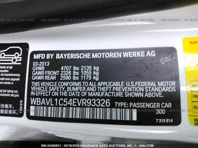 WBAVL1C54EVR93326 - 2014 BMW X1 XDRIVE28I WHITE photo 9